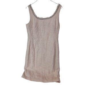 Karl Lagerfeld Paris Blush Pink Tweed Sheath Dress Chain Neckline Size 4